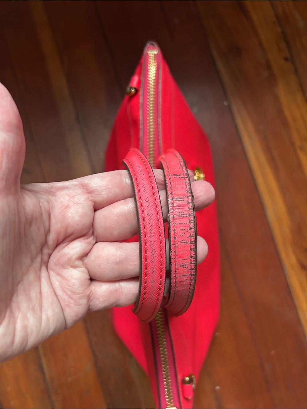 henri bendel pink/reddish Tote with Gold Charm and Strap - Picture 6 of 12